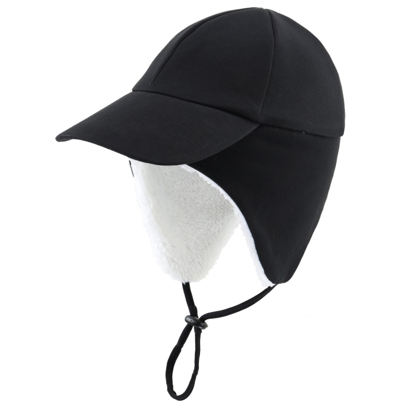 Gyermek téli sapka karimás, meleg karimájú, férfi és női sapka, vastagított nyakvédővel, meleg pulóver sapka, fülvédővel, gyapjúbéléssel ellátott, csúcsos sapka