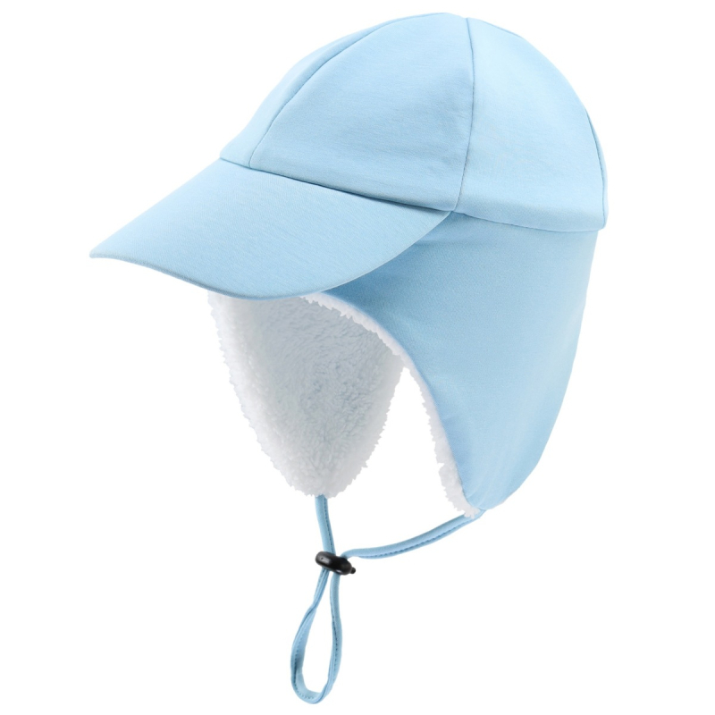 Gyermek téli sapka karimás, meleg karimájú, férfi és női sapka, vastagított nyakvédővel, meleg pulóver sapka, fülvédővel, gyapjúbéléssel ellátott, csúcsos sapka