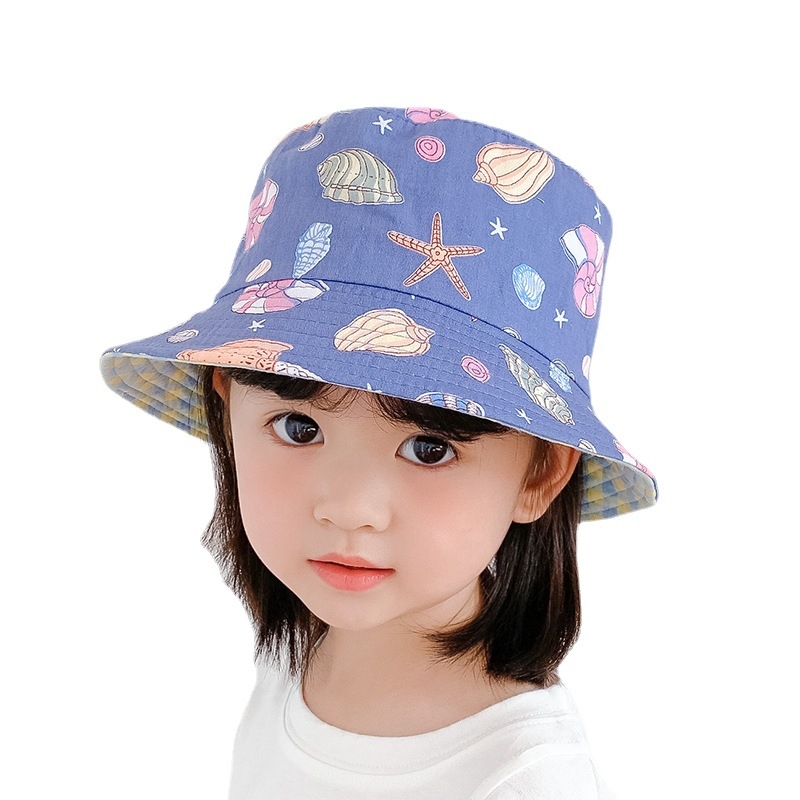 Gyári gyermek kétoldalas halászsapka mintás gyereksapka fiúknak és lányoknak, baba tavaszi és őszi teljes mintás aranyos új mosdósapka