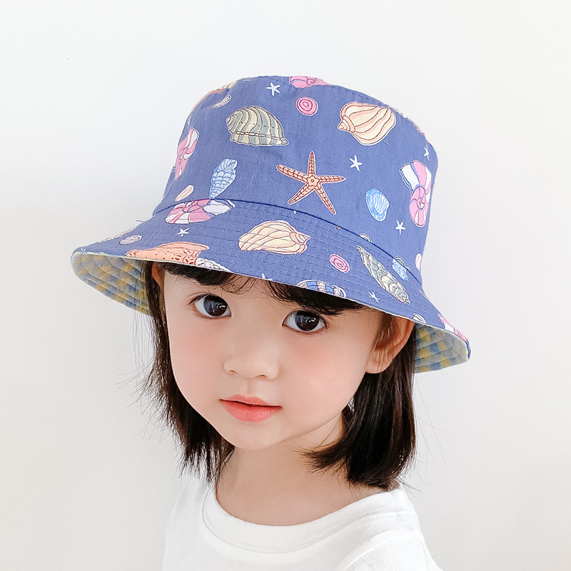 Gyári gyermek kétoldalas halászsapka mintás gyereksapka fiúknak és lányoknak, baba tavaszi és őszi teljes mintás aranyos új mosdósapka