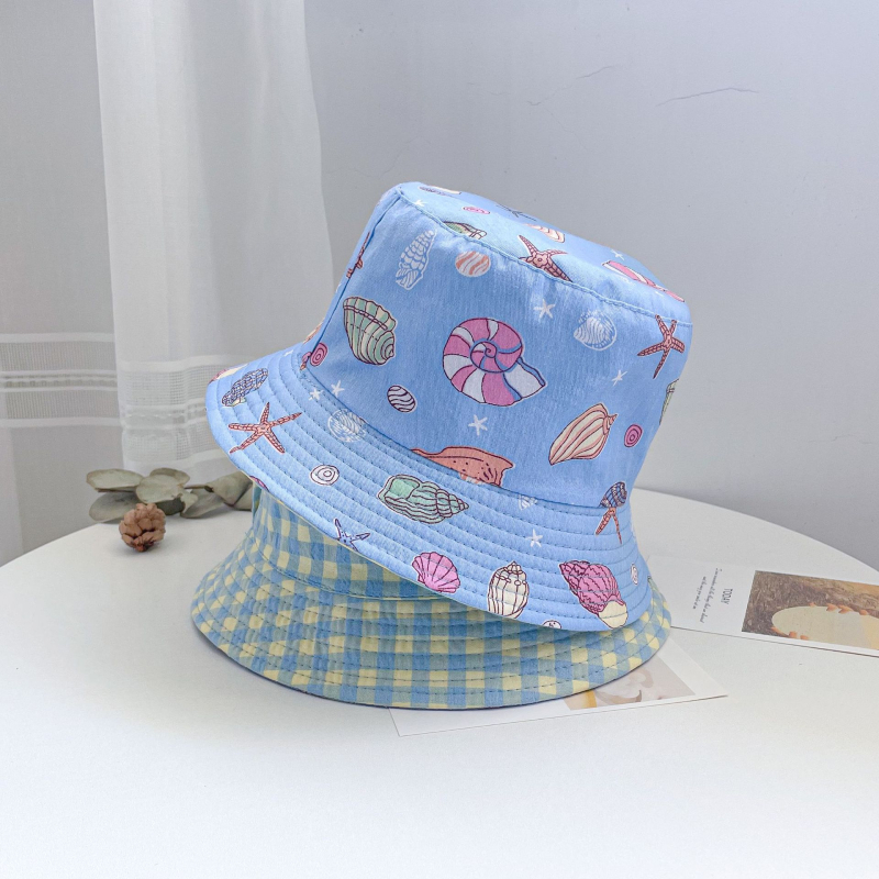 Gyári gyermek kétoldalas halászsapka mintás gyereksapka fiúknak és lányoknak, baba tavaszi és őszi teljes mintás aranyos új mosdósapka