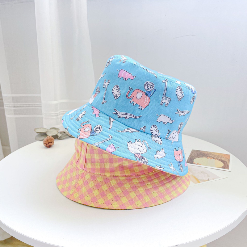 Gyári gyermek kétoldalas halászsapka mintás gyereksapka fiúknak és lányoknak, baba tavaszi és őszi teljes mintás aranyos új mosdósapka