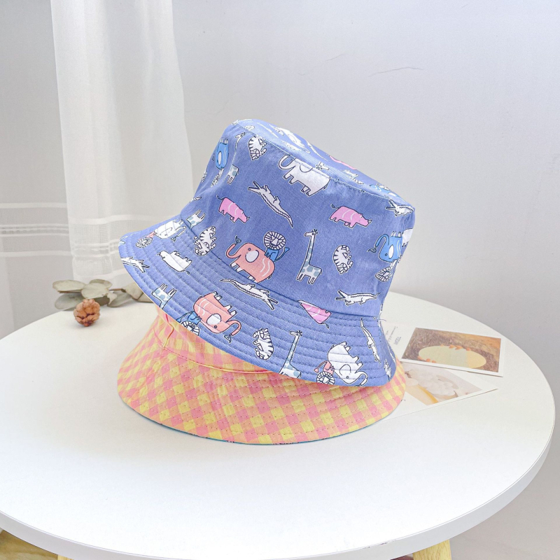 Gyári gyermek kétoldalas halászsapka mintás gyereksapka fiúknak és lányoknak, baba tavaszi és őszi teljes mintás aranyos új mosdósapka