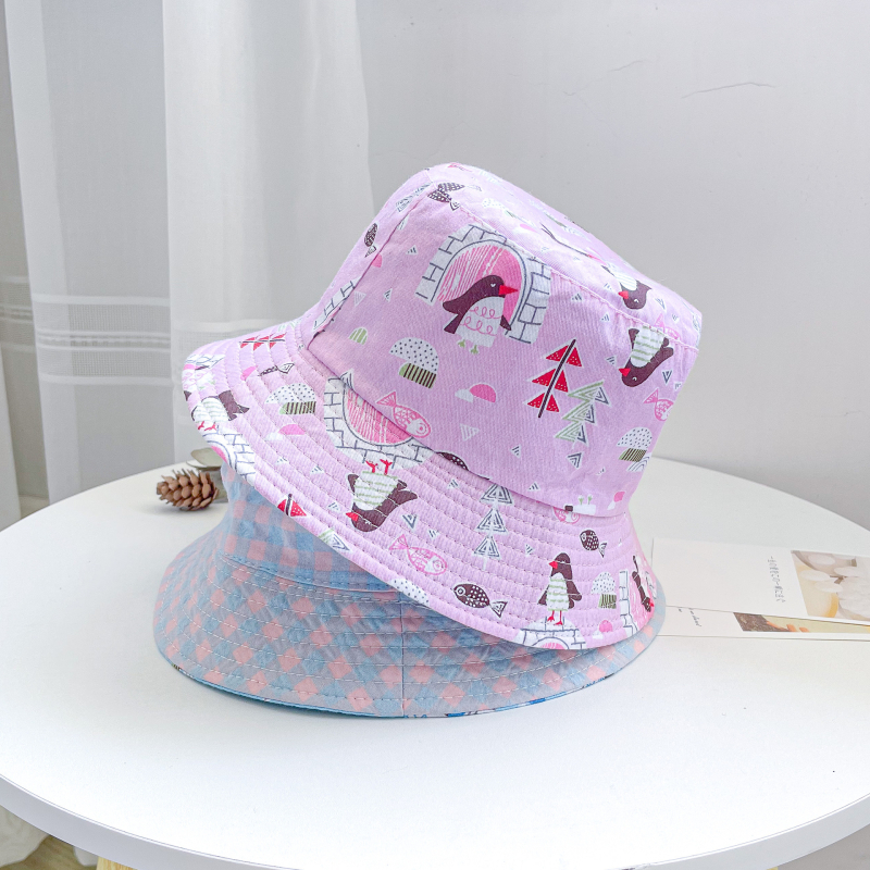 Gyári gyermek kétoldalas halászsapka mintás gyereksapka fiúknak és lányoknak, baba tavaszi és őszi teljes mintás aranyos új mosdósapka
