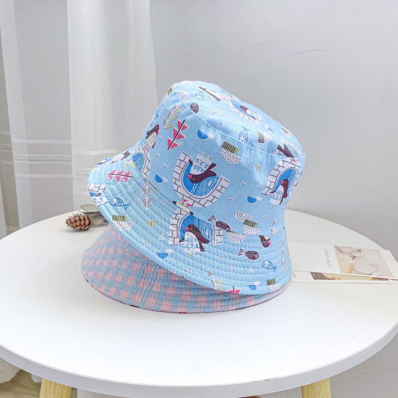 Gyári gyermek kétoldalas halászsapka mintás gyereksapka fiúknak és lányoknak, baba tavaszi és őszi teljes mintás aranyos új mosdósapka