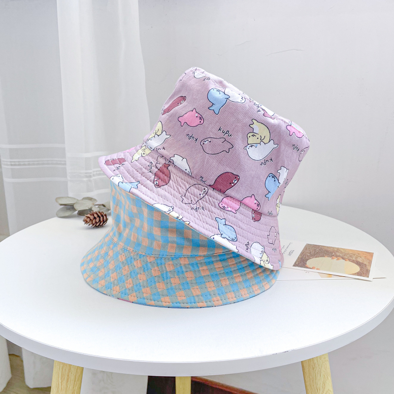 Gyári gyermek kétoldalas halászsapka mintás gyereksapka fiúknak és lányoknak, baba tavaszi és őszi teljes mintás aranyos új mosdósapka