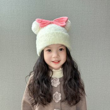 Lányka sapka őszi és téli gyermek halász sapka 2024 új lányka mosdós sapka nagy masni téli női kincs külföldi stílus