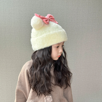 Lányka sapka őszi és téli gyermek halász sapka 2024 új lányka mosdós sapka nagy masni téli női kincs külföldi stílus