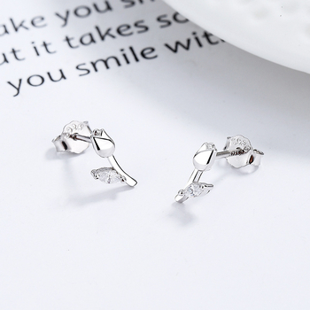 Prantsuse tulbikõrvarõngad naistele 925 hõbedast, elegantsed kõrgekvaliteedilised väikeste lilledega kõrvarõngad, naiste kivikestega peened ehted