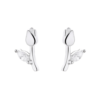 Prantsuse tulbikõrvarõngad naistele 925 hõbedast, elegantsed kõrgekvaliteedilised väikeste lilledega kõrvarõngad, naiste kivikestega peened ehted