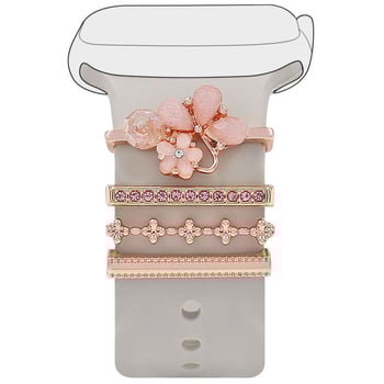 Taikoma „Apple Watch“ universaliam silikoniniam dirželiui su deimantine gėlės dekoracija