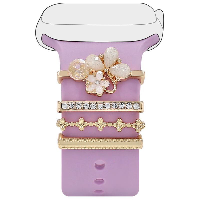 Taikoma „Apple Watch“ universaliam silikoniniam dirželiui su deimantine gėlės dekoracija