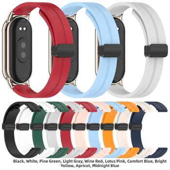 „Zhihong“ tinka „Xiaomi Mi Band 9/10“ 8-osios kartos universaliam NFC12Mm silikoniniam grynos spalvos magnetiniam sulankstomam dirželiui