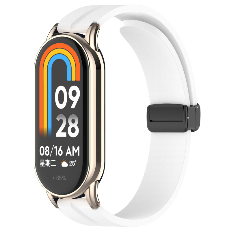 „Zhihong“ tinka „Xiaomi Mi Band 9/10“ 8-osios kartos universaliam NFC12Mm silikoniniam grynos spalvos magnetiniam sulankstomam dirželiui