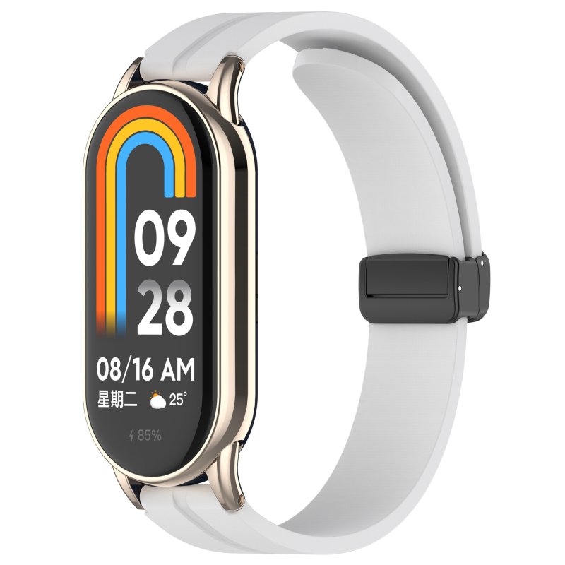 „Zhihong“ tinka „Xiaomi Mi Band 9/10“ 8-osios kartos universaliam NFC12Mm silikoniniam grynos spalvos magnetiniam sulankstomam dirželiui