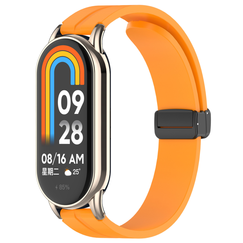 „Zhihong“ tinka „Xiaomi Mi Band 9/10“ 8-osios kartos universaliam NFC12Mm silikoniniam grynos spalvos magnetiniam sulankstomam dirželiui
