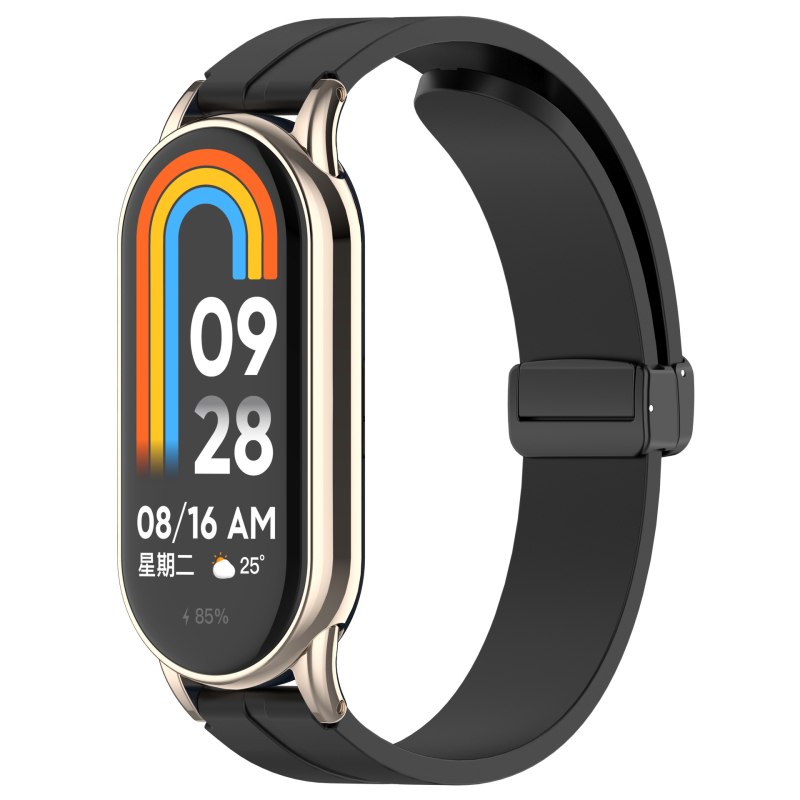 „Zhihong“ tinka „Xiaomi Mi Band 9/10“ 8-osios kartos universaliam NFC12Mm silikoniniam grynos spalvos magnetiniam sulankstomam dirželiui