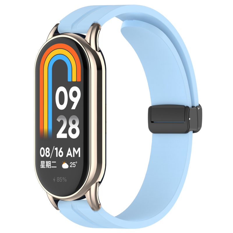 „Zhihong“ tinka „Xiaomi Mi Band 9/10“ 8-osios kartos universaliam NFC12Mm silikoniniam grynos spalvos magnetiniam sulankstomam dirželiui