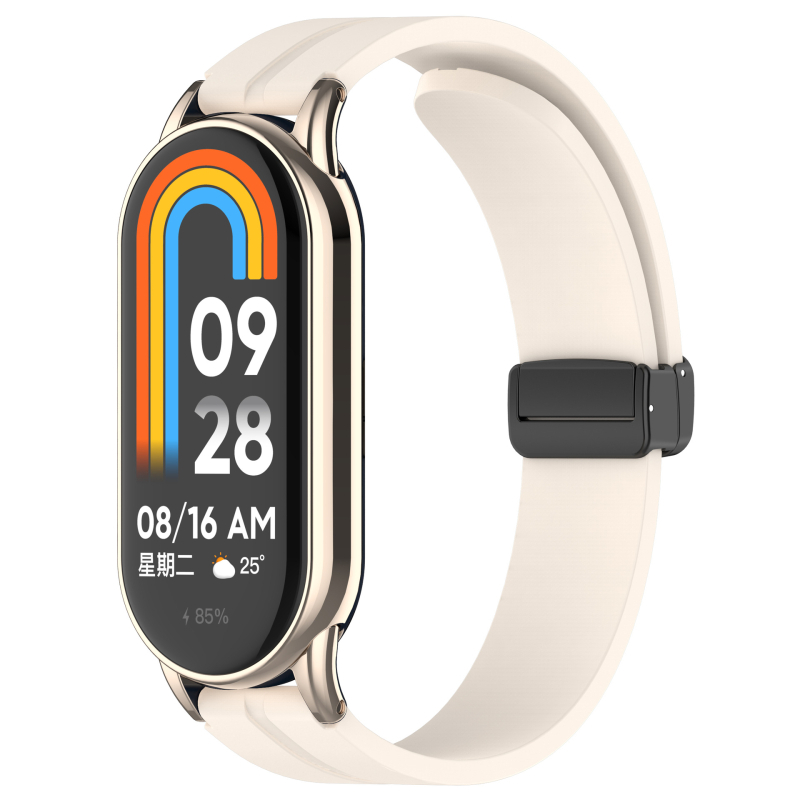 „Zhihong“ tinka „Xiaomi Mi Band 9/10“ 8-osios kartos universaliam NFC12Mm silikoniniam grynos spalvos magnetiniam sulankstomam dirželiui