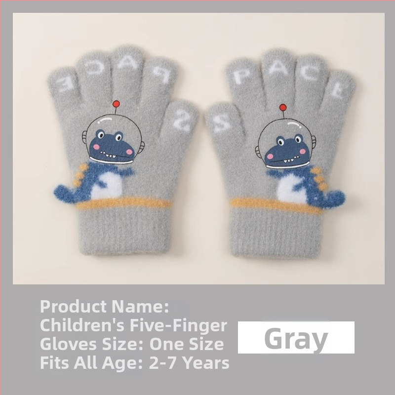 Laste soojad kindad sügiseks ja talveks, viie sõrmega dinosauruste multifilmitegelastega, sõrmedega kirjutamiseks, poistele ja tüdrukutele, beebidele, talveks, fliisvoodriga, külmumisvastased