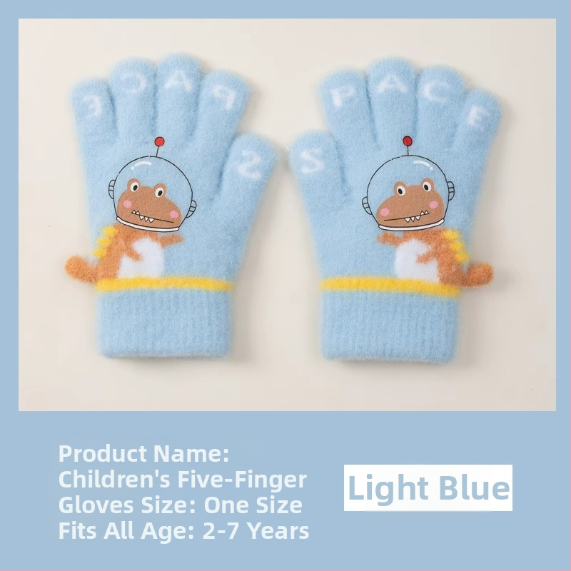 Laste soojad kindad sügiseks ja talveks, viie sõrmega dinosauruste multifilmitegelastega, sõrmedega kirjutamiseks, poistele ja tüdrukutele, beebidele, talveks, fliisvoodriga, külmumisvastased