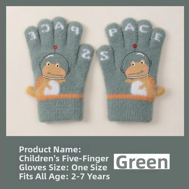 Laste soojad kindad sügiseks ja talveks, viie sõrmega dinosauruste multifilmitegelastega, sõrmedega kirjutamiseks, poistele ja tüdrukutele, beebidele, talveks, fliisvoodriga, külmumisvastased