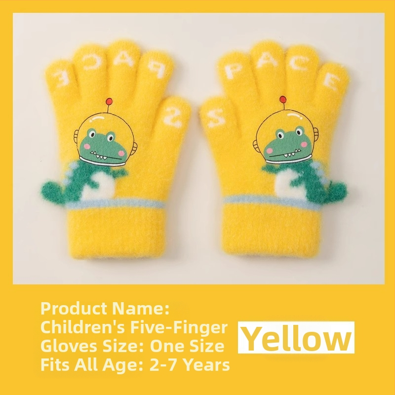Laste soojad kindad sügiseks ja talveks, viie sõrmega dinosauruste multifilmitegelastega, sõrmedega kirjutamiseks, poistele ja tüdrukutele, beebidele, talveks, fliisvoodriga, külmumisvastased
