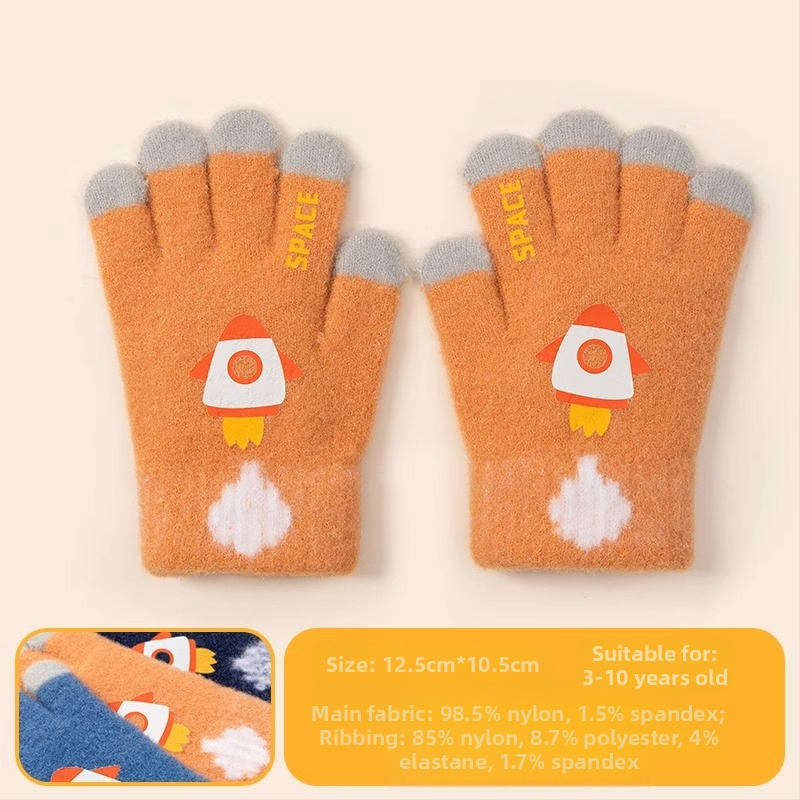 Laste soojad kindad sügiseks ja talveks, viie sõrmega dinosauruste multifilmitegelastega, sõrmedega kirjutamiseks, poistele ja tüdrukutele, beebidele, talveks, fliisvoodriga, külmumisvastased