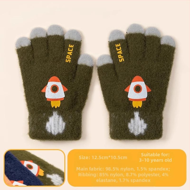 Laste soojad kindad sügiseks ja talveks, viie sõrmega dinosauruste multifilmitegelastega, sõrmedega kirjutamiseks, poistele ja tüdrukutele, beebidele, talveks, fliisvoodriga, külmumisvastased