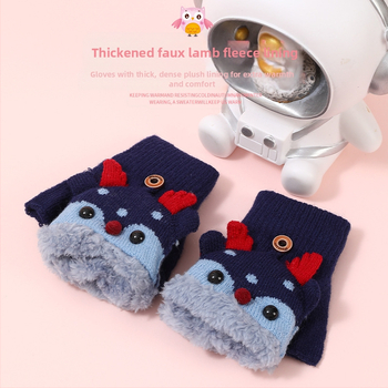 Sügise ja talve laste jõulukindad Fox flip-kindad Korea armsad paksendatud fliisvoodriga õpilastele mõeldud soojad kirjutuskindad