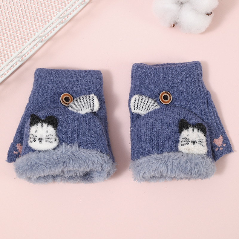 Sügise ja talve laste jõulukindad Fox flip-kindad Korea armsad paksendatud fliisvoodriga õpilastele mõeldud soojad kirjutuskindad