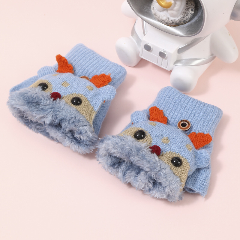 Sügise ja talve laste jõulukindad Fox flip-kindad Korea armsad paksendatud fliisvoodriga õpilastele mõeldud soojad kirjutuskindad