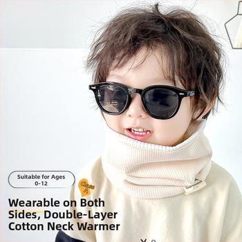 Sügis-talvine riidest sildiga kootud sall, ühevärviline soe pulloverkraega, poistele ja tüdrukutele, lihtne laste kahekihiline kontrastvärvi sall