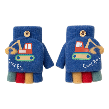 Sügis-talvised poolsõrmega ülespööratavad sõrmedeta kootud lasteaiapoiste paksendatud ja soojad talvised multifilmidest villased lastekindad