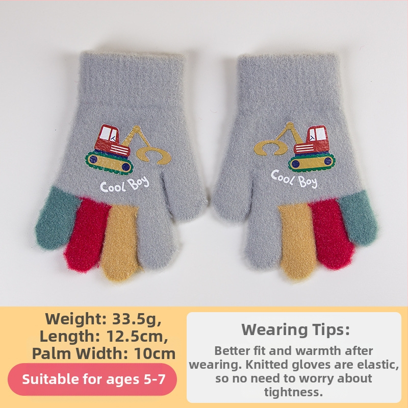 Sügis-talvised poolsõrmega ülespööratavad sõrmedeta kootud lasteaiapoiste paksendatud ja soojad talvised multifilmidest villased lastekindad