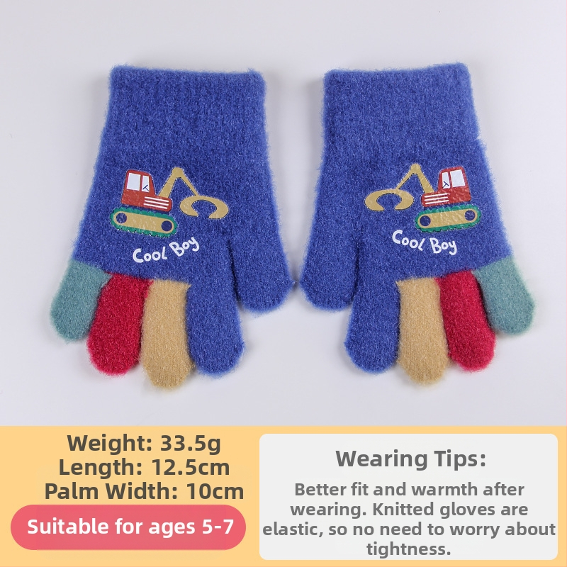 Sügis-talvised poolsõrmega ülespööratavad sõrmedeta kootud lasteaiapoiste paksendatud ja soojad talvised multifilmidest villased lastekindad