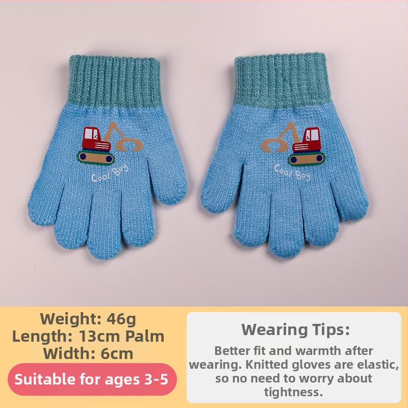 Sügis-talvised poolsõrmega ülespööratavad sõrmedeta kootud lasteaiapoiste paksendatud ja soojad talvised multifilmidest villased lastekindad