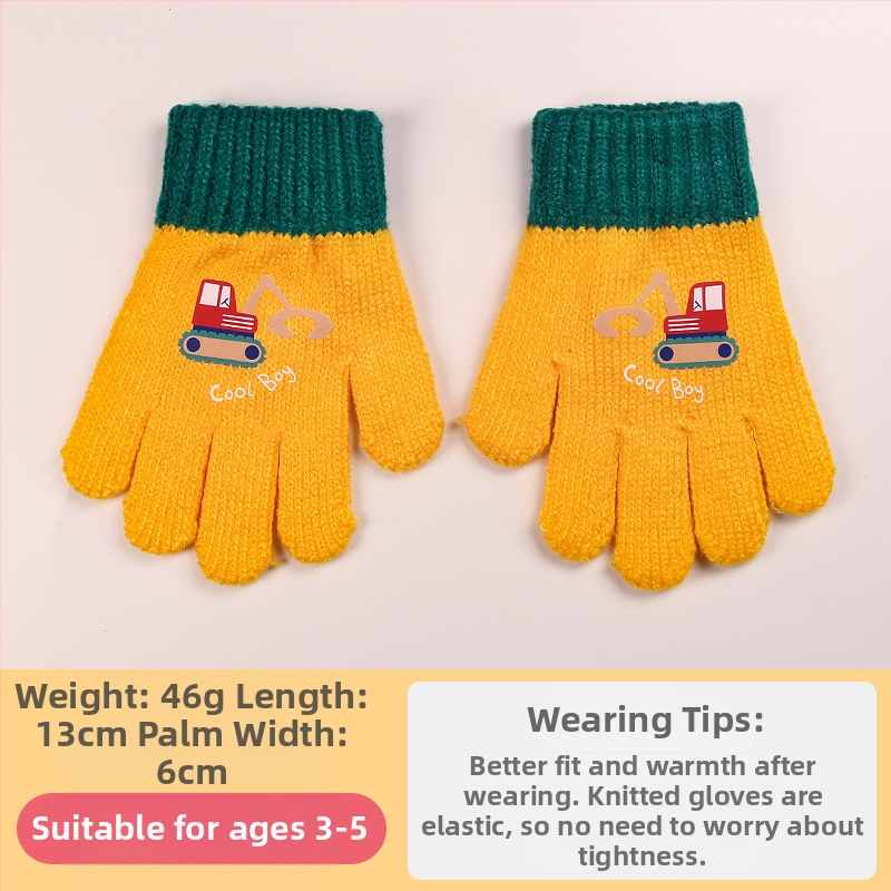 Sügis-talvised poolsõrmega ülespööratavad sõrmedeta kootud lasteaiapoiste paksendatud ja soojad talvised multifilmidest villased lastekindad