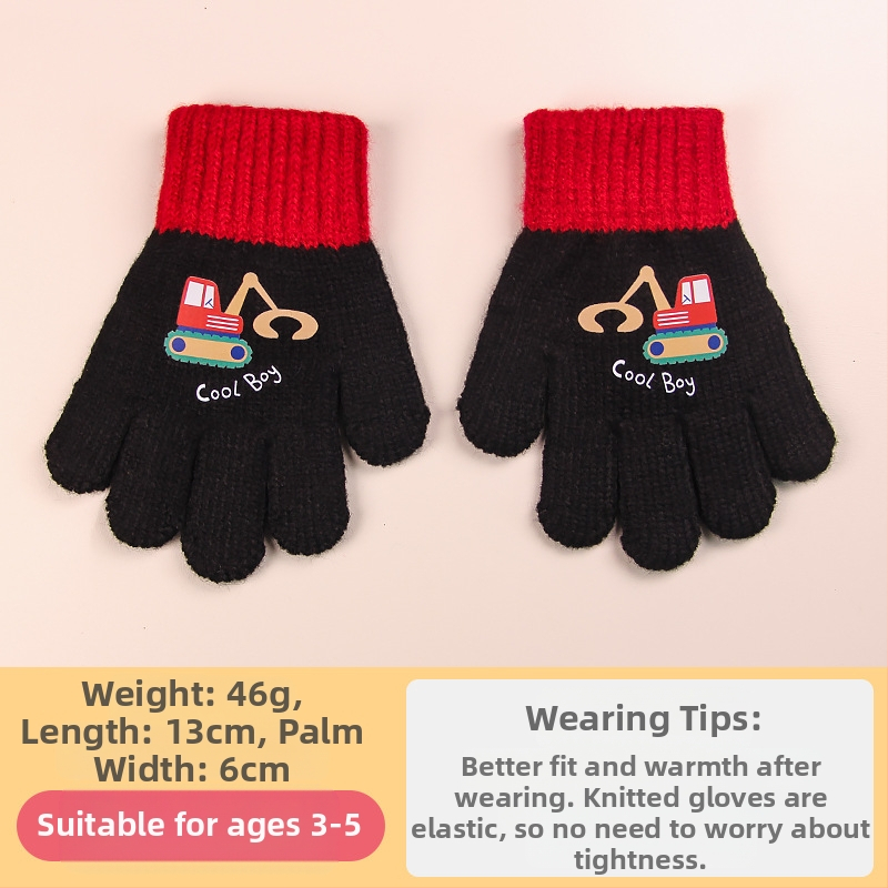 Sügis-talvised poolsõrmega ülespööratavad sõrmedeta kootud lasteaiapoiste paksendatud ja soojad talvised multifilmidest villased lastekindad