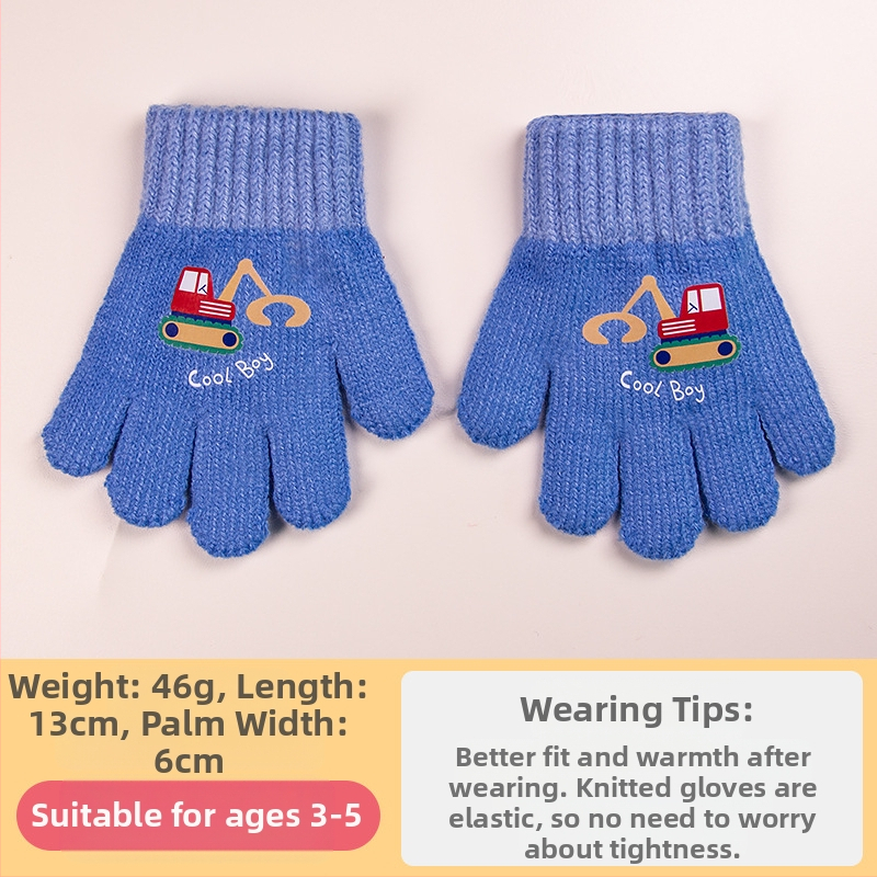 Rudens ir žiemos megztos bepirštės atverčiamos pirštinės darželinukams berniukams. Pastorintos ir šiltos žieminės animacinio filmuko vilnonės vaikiškos pirštinės.