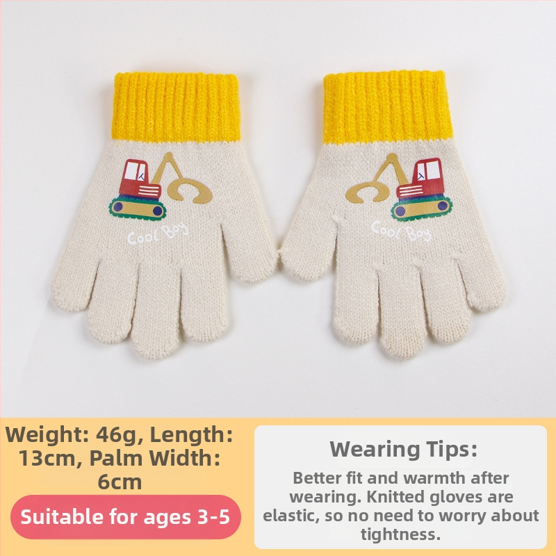 Sügis-talvised poolsõrmega ülespööratavad sõrmedeta kootud lasteaiapoiste paksendatud ja soojad talvised multifilmidest villased lastekindad