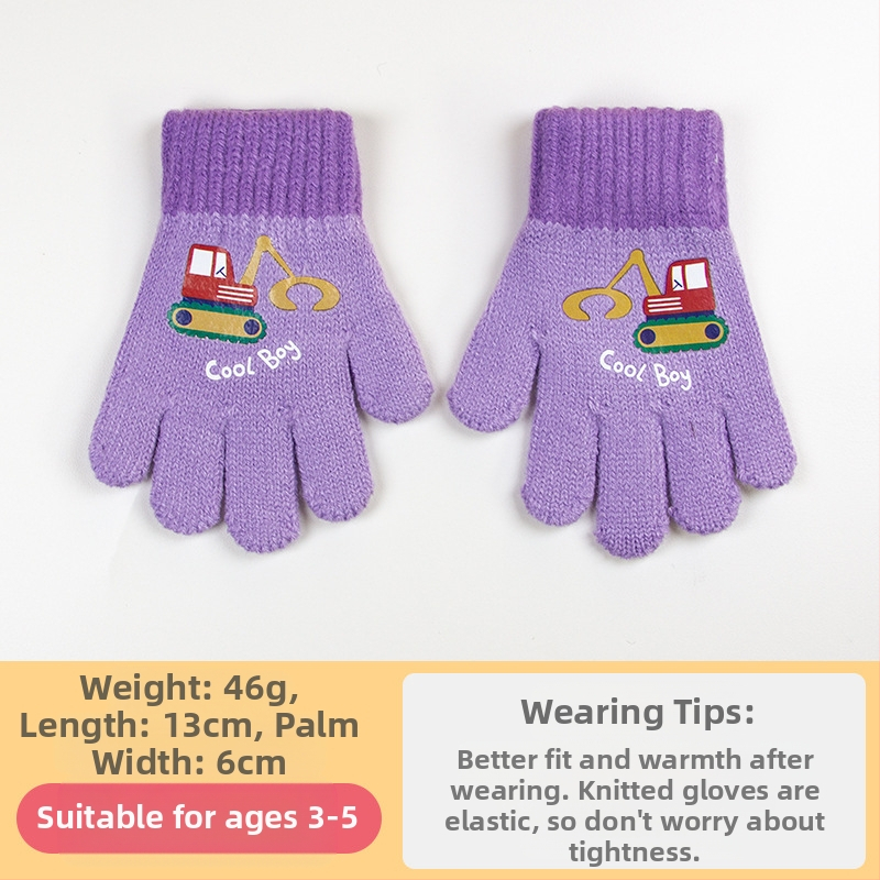 Φθινοπωρινά και Χειμερινά Πλεκτά Γάντια Νηπιαγωγείου με Μισό Δάχτυλο, Χωρίς Δάχτυλα, Χοντρές και Ζεστές Χειμωνιάτικες Μάλλινες Παιδικές Γάντια με Κινούμενα Σχέδια