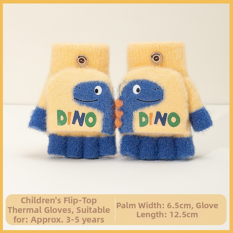 Sügis-talvised poolsõrmega ülespööratavad sõrmedeta kootud lasteaiapoiste paksendatud ja soojad talvised multifilmidest villased lastekindad