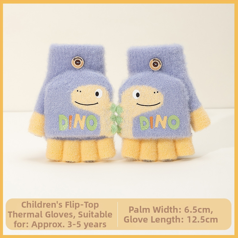 Sügis-talvised poolsõrmega ülespööratavad sõrmedeta kootud lasteaiapoiste paksendatud ja soojad talvised multifilmidest villased lastekindad