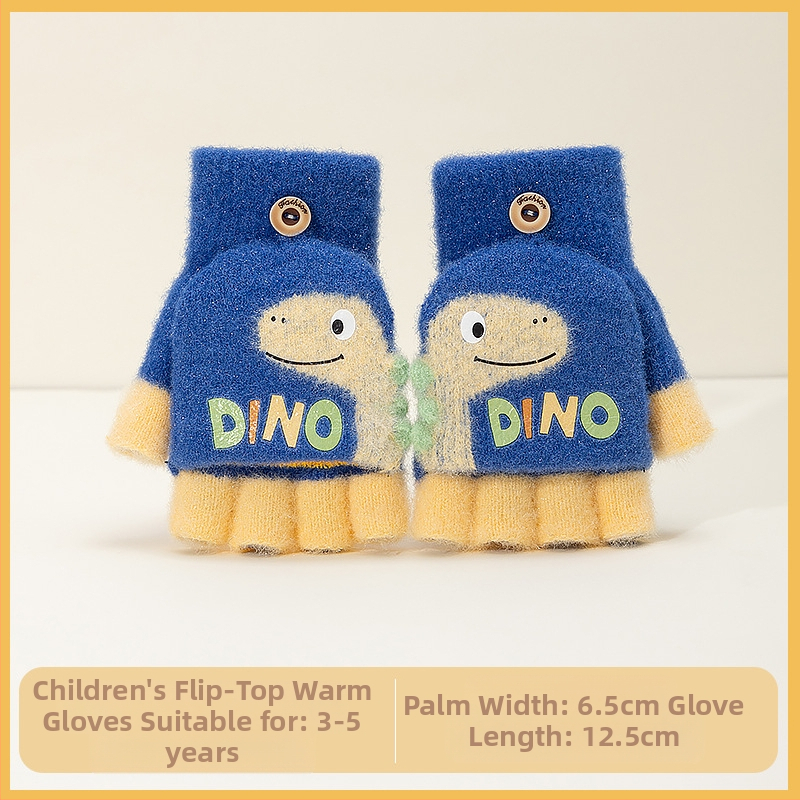 Sügis-talvised poolsõrmega ülespööratavad sõrmedeta kootud lasteaiapoiste paksendatud ja soojad talvised multifilmidest villased lastekindad