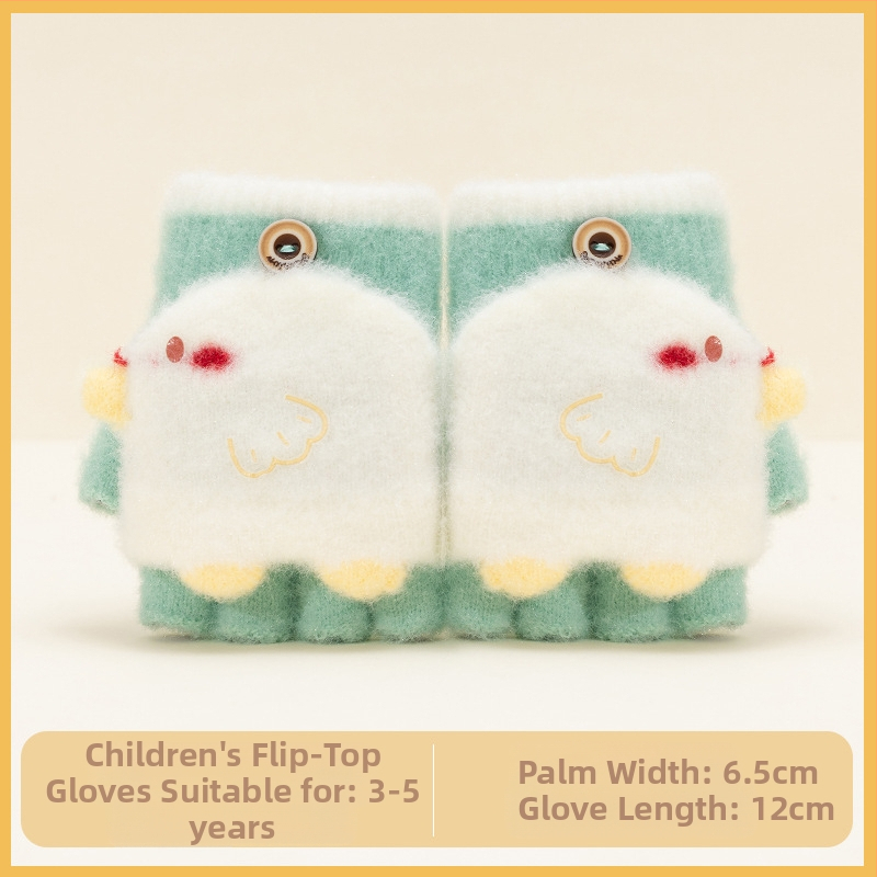 Sügis-talvised poolsõrmega ülespööratavad sõrmedeta kootud lasteaiapoiste paksendatud ja soojad talvised multifilmidest villased lastekindad