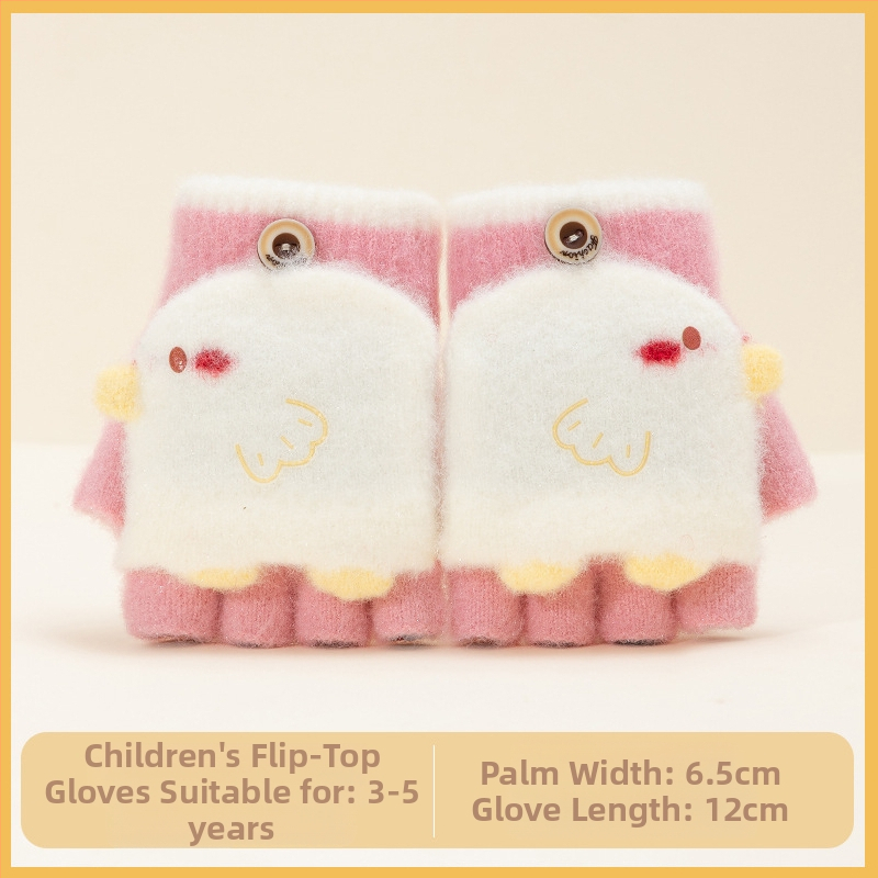 Sügis-talvised poolsõrmega ülespööratavad sõrmedeta kootud lasteaiapoiste paksendatud ja soojad talvised multifilmidest villased lastekindad