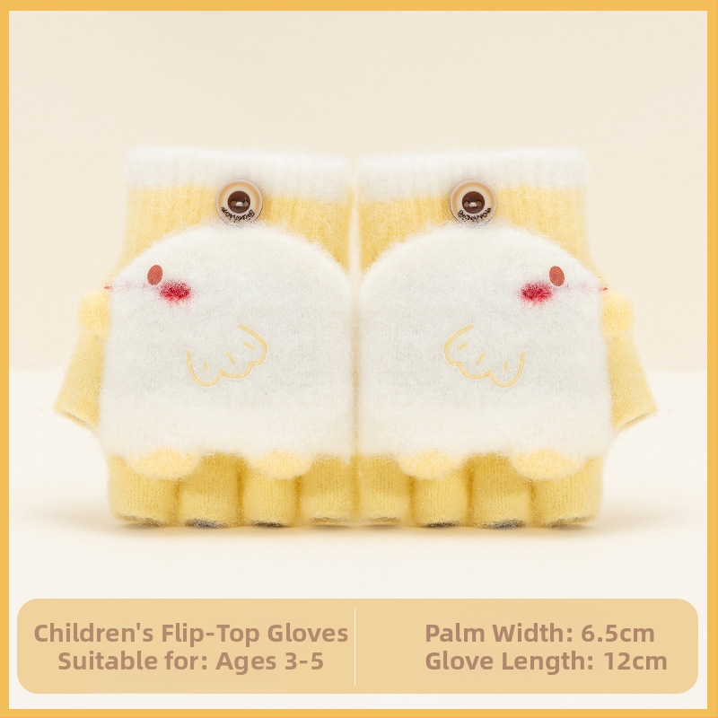 Sügis-talvised poolsõrmega ülespööratavad sõrmedeta kootud lasteaiapoiste paksendatud ja soojad talvised multifilmidest villased lastekindad