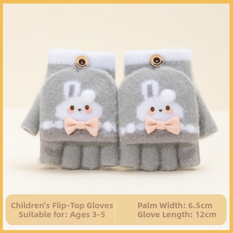 Sügis-talvised poolsõrmega ülespööratavad sõrmedeta kootud lasteaiapoiste paksendatud ja soojad talvised multifilmidest villased lastekindad