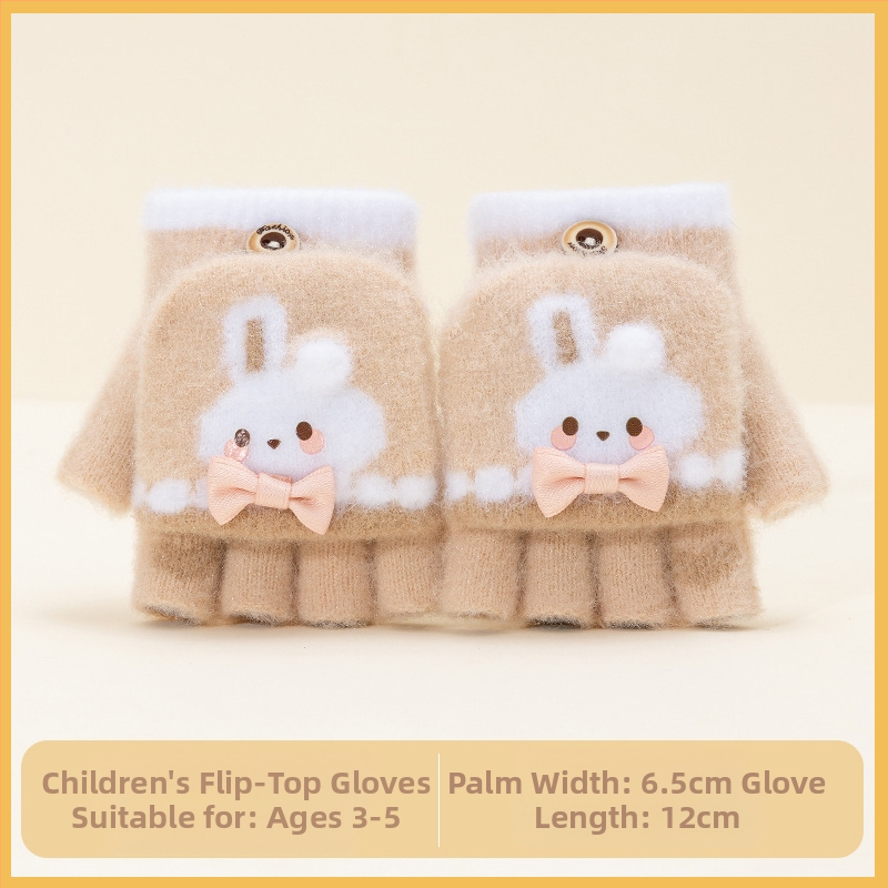 Sügis-talvised poolsõrmega ülespööratavad sõrmedeta kootud lasteaiapoiste paksendatud ja soojad talvised multifilmidest villased lastekindad